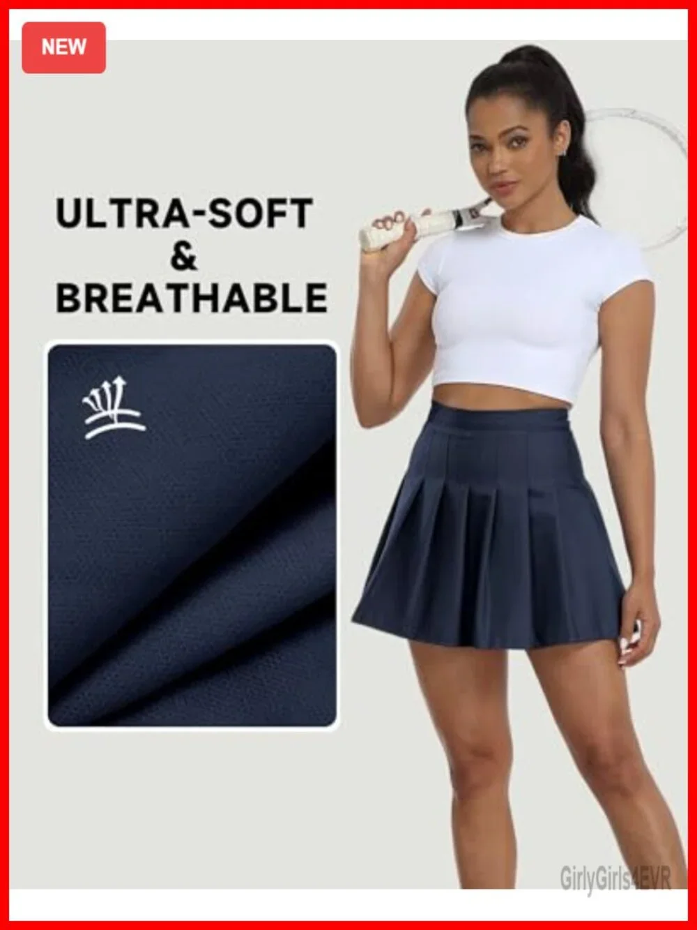 Women's Pleated Tennis Skort with Attached Shorts High Waisted A-Line Golf Skirt